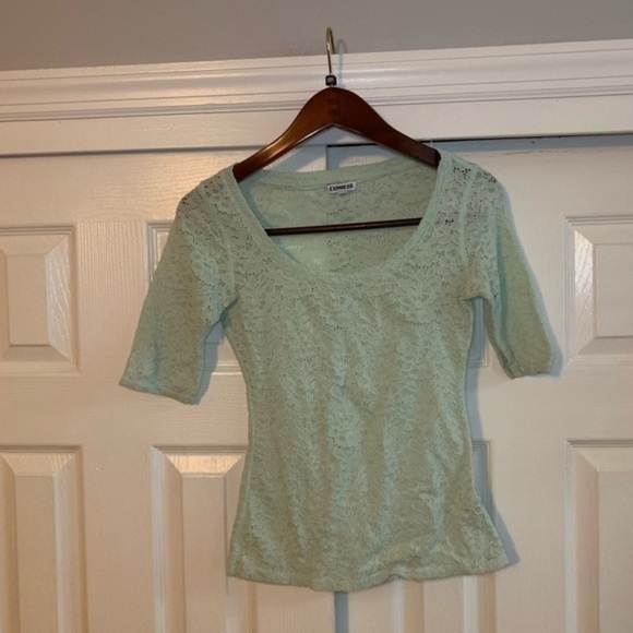 Express Mint Green Lace 3/4 Sleeve Top Size XS - Picture 2 of 6